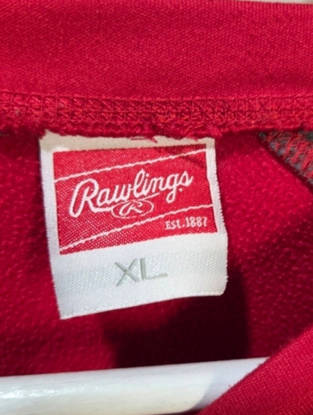 Rawlings Baseball Youth Large Dugout Fleece Pullover Red Gray Size XL - Picture 2 of 5